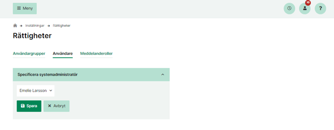 Ändra systemadministratör